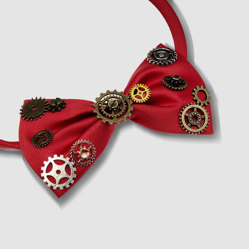 Industrial Aesthetic Steampunk Gear Embellished Bow Tie - image 8
