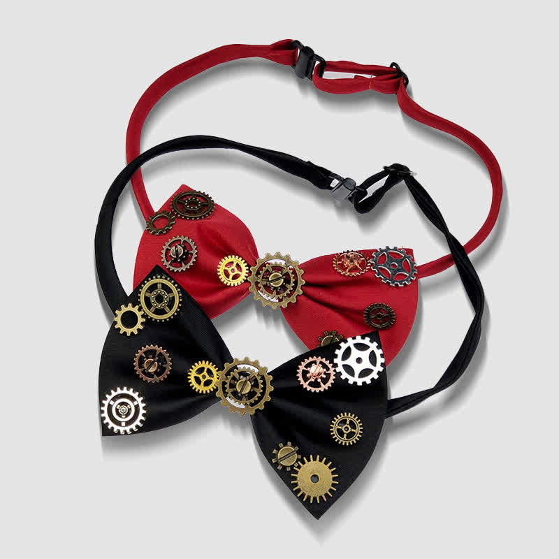 Industrial Aesthetic Steampunk Gear Embellished Bow Tie - image 5