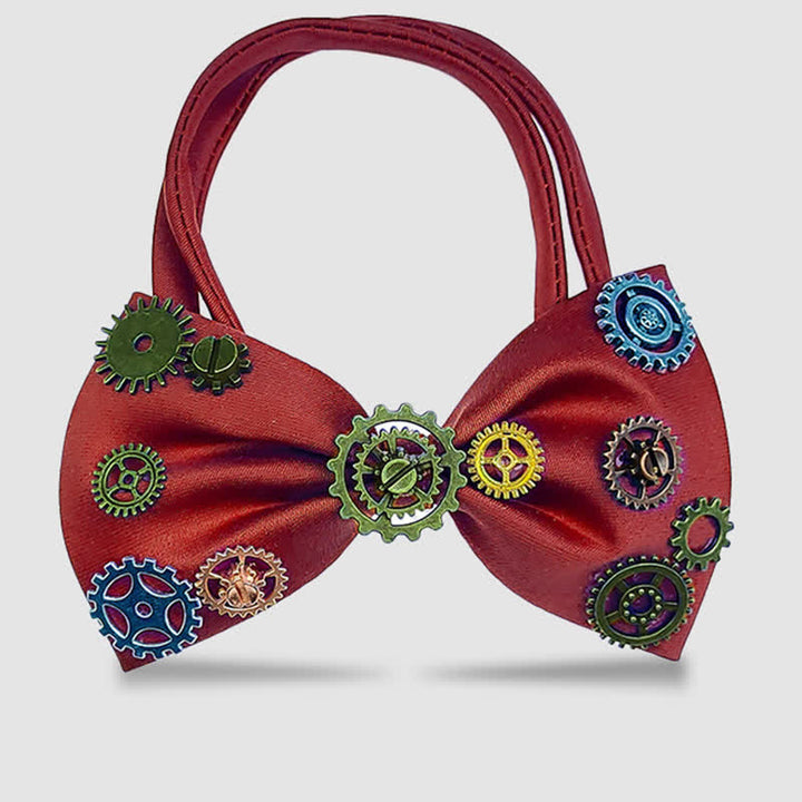 Industrial Aesthetic Steampunk Gear Embellished Bow Tie - image 9