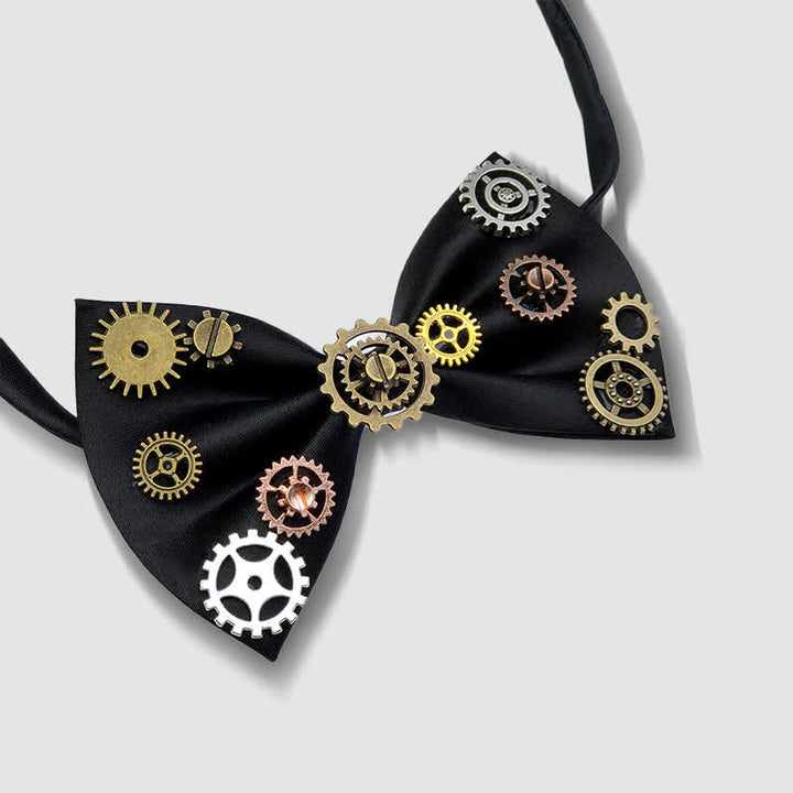 Industrial Aesthetic Steampunk Gear Embellished Bow Tie - image 2