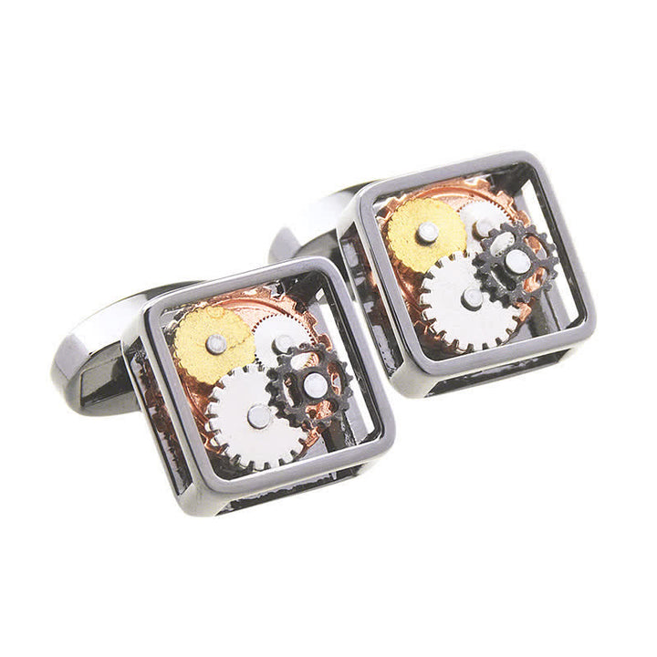 Men's Square Mechanical Art Steampunk Gears Cufflinks - image 3