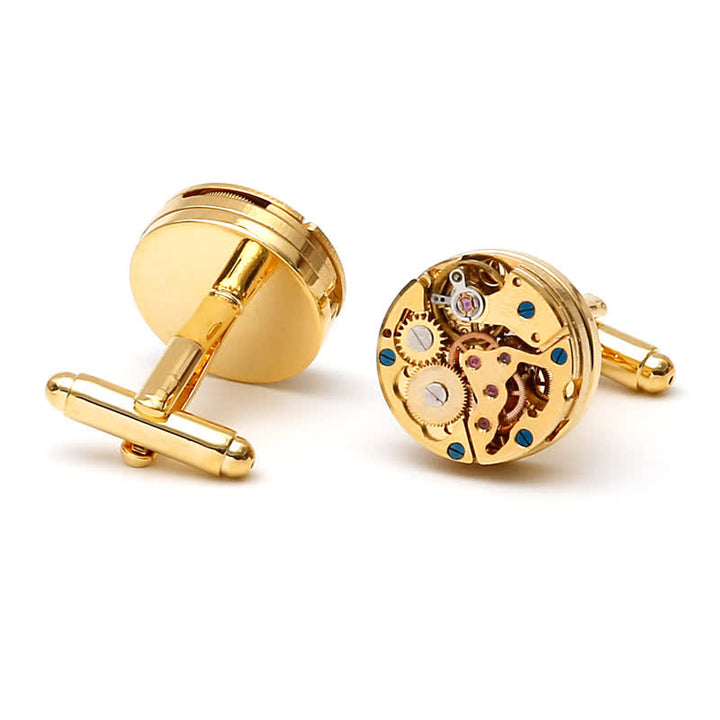 Exquisite Gold Mechanical Steampunk Gears Cufflinks - Gold - image 0