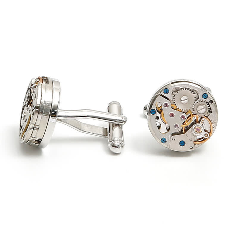 Exquisite Silver Mechanical Steampunk Gears Cufflinks - image 7