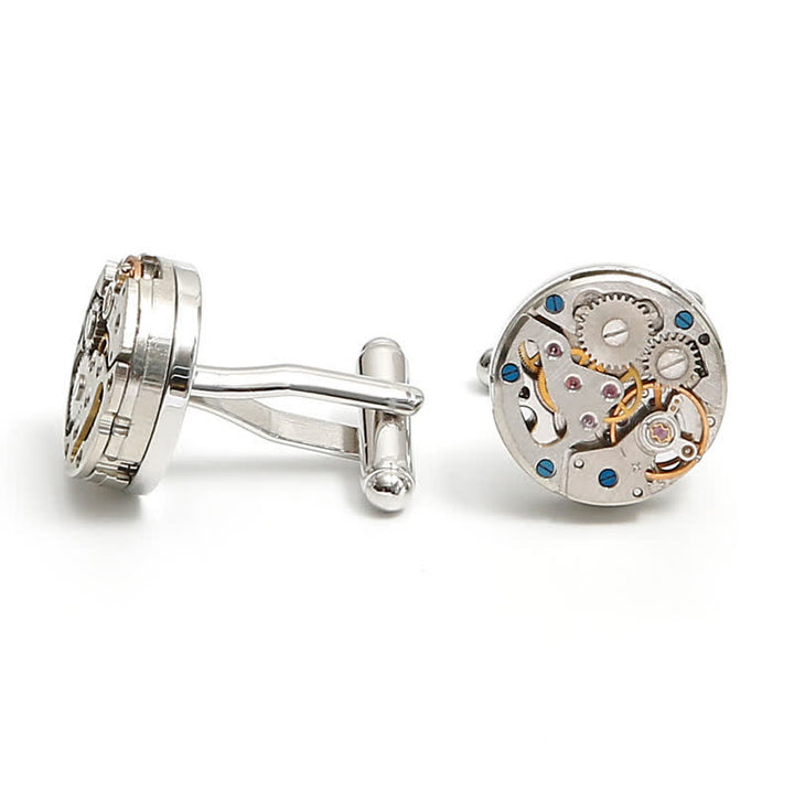 Exquisite Silver Mechanical Steampunk Gears Cufflinks - image 7