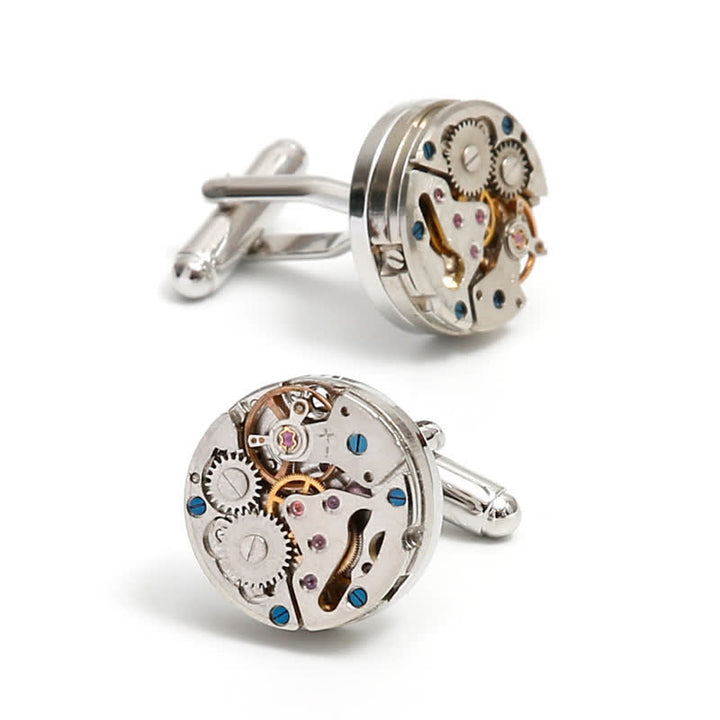 Exquisite Silver Mechanical Steampunk Gears Cufflinks - image 5