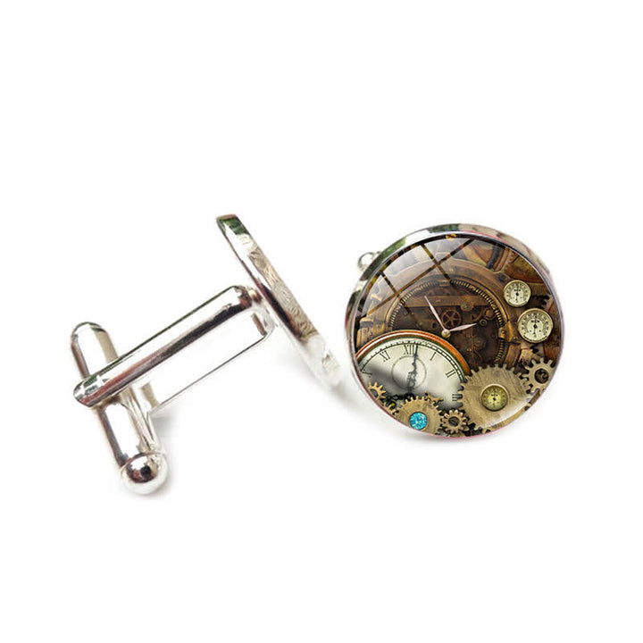 Vintage Charm Steampunk Gears Pattern Cufflinks - Style #2 - image 5