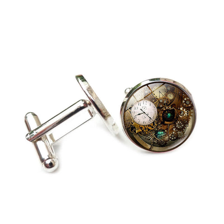 Vintage Charm Steampunk Gears Pattern Cufflinks - Style #9 - image 12