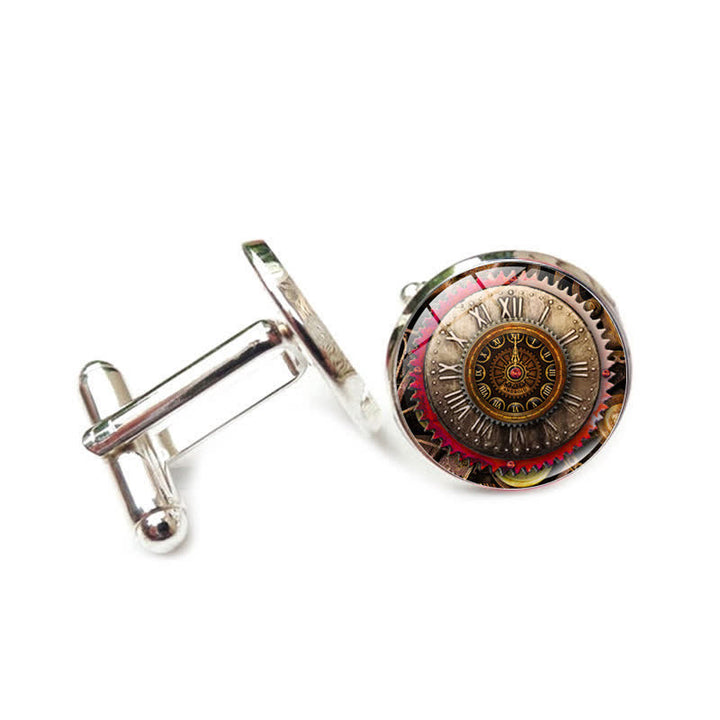 Vintage Charm Steampunk Gears Pattern Cufflinks - Style #3 - image 6