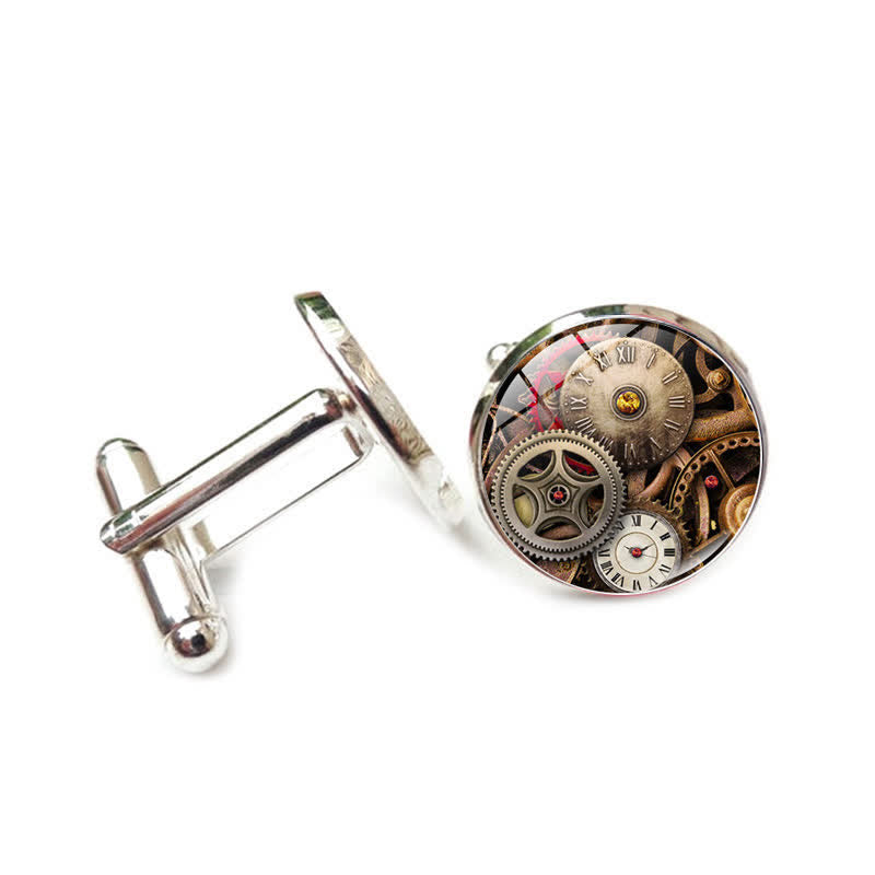 Vintage Charm Steampunk Gears Pattern Cufflinks - Style #8 - image 11