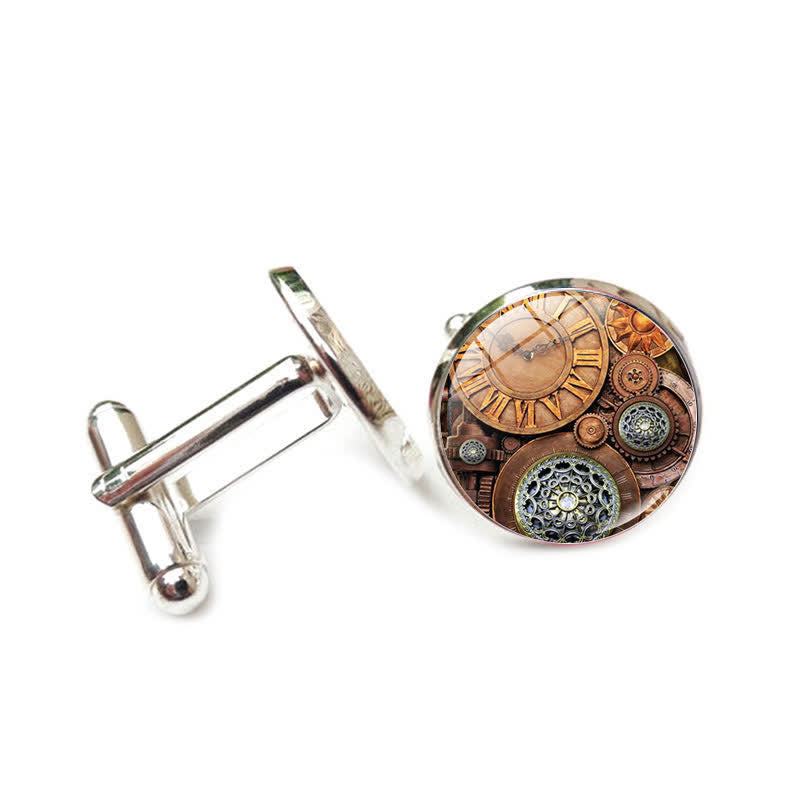 Vintage Charm Steampunk Gears Pattern Cufflinks - Style #5 - image 8