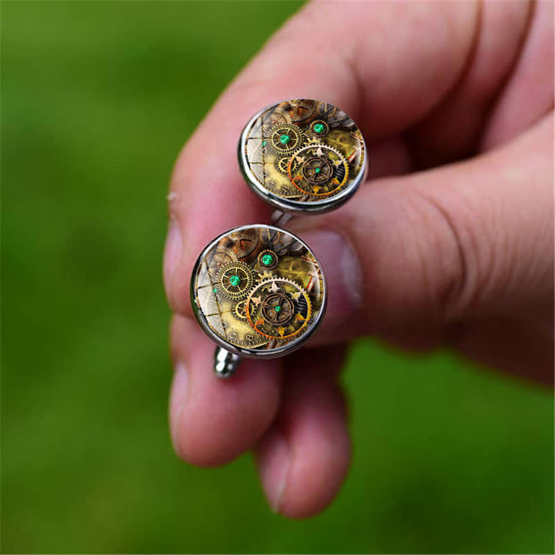 Vintage Charm Steampunk Gears Pattern Cufflinks - image 4