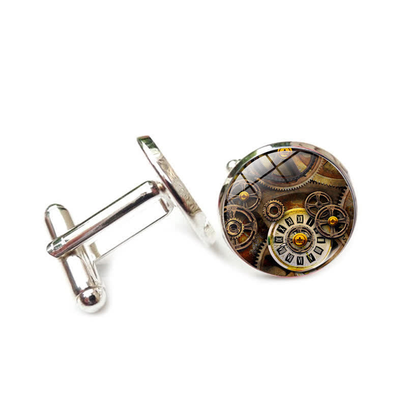 Vintage Charm Steampunk Gears Pattern Cufflinks - Style #7 - image 10