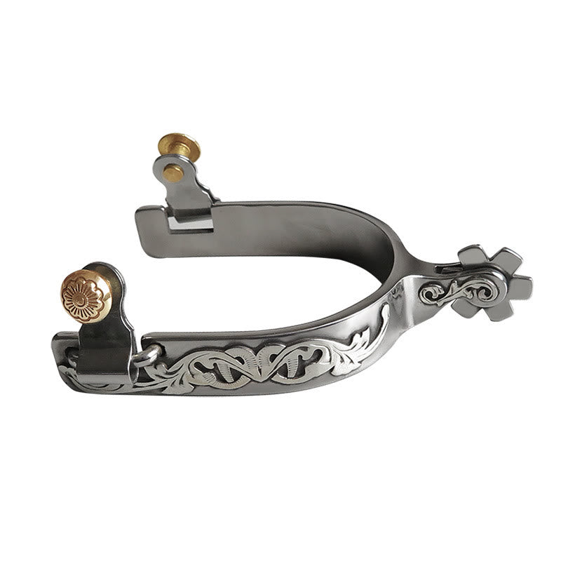 Halloween Silver Hand Carved With Gear Cowboy Spurs - image 0