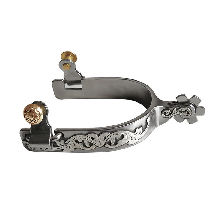 Halloween Silver Hand Carved With Gear Cowboy Spurs - image 0