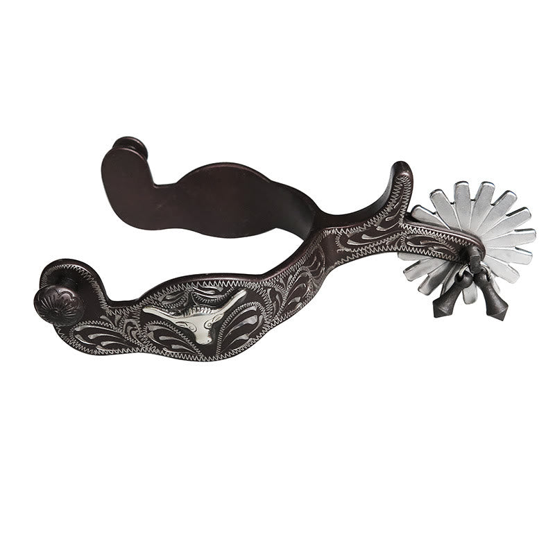 Halloween Silver Exquisite Handmade Carved Cowboy Spurs - image 0