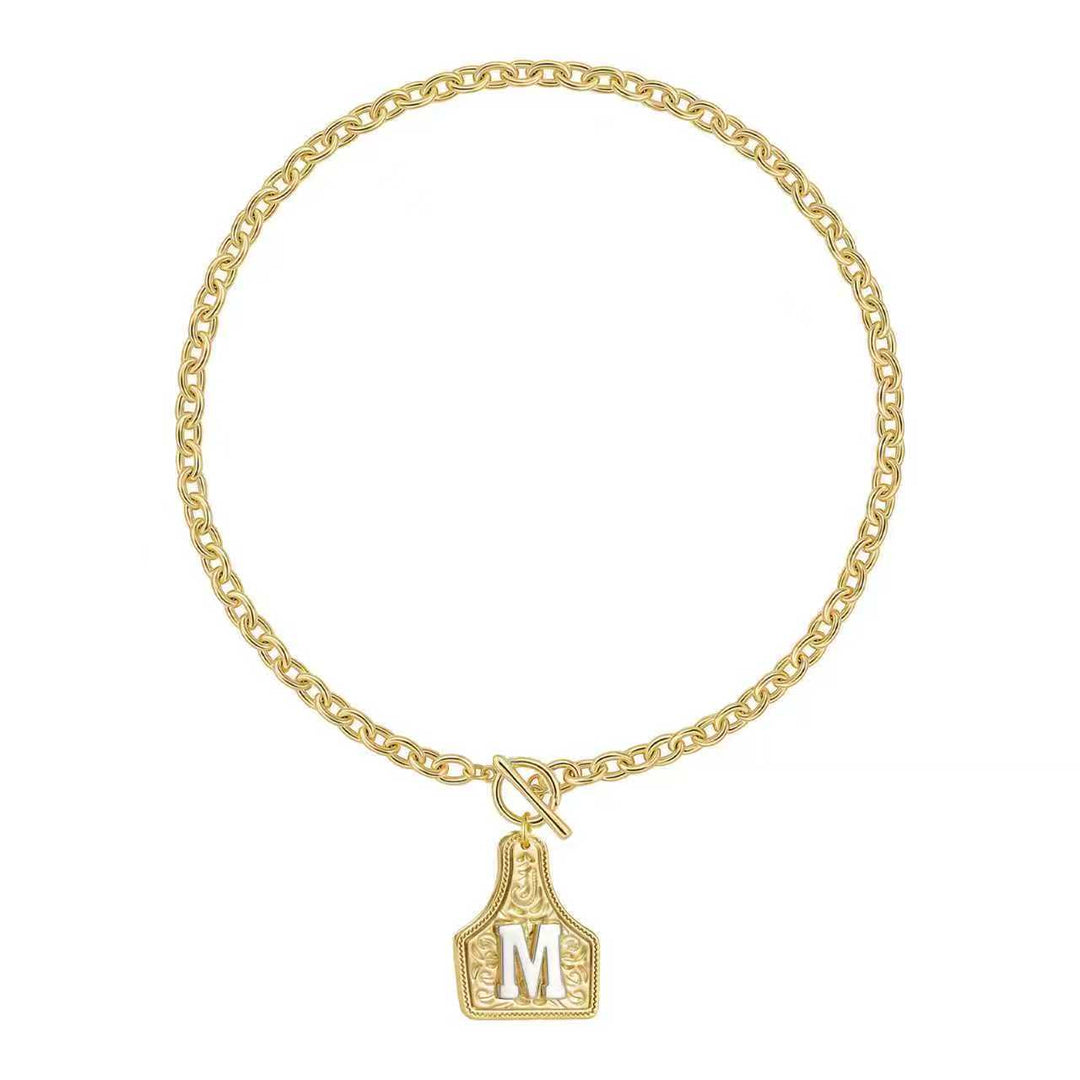 Golden & Silver Exquisite Letter Pendant Embossed Necklace - image 2