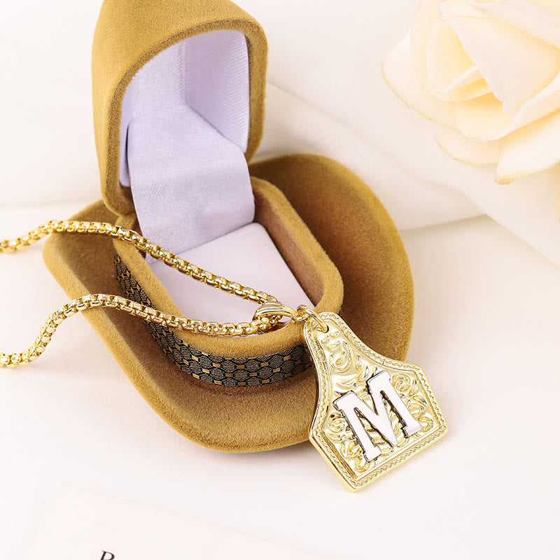 Golden & Silver Exquisite Letter Pendant Embossed Necklace - image 3