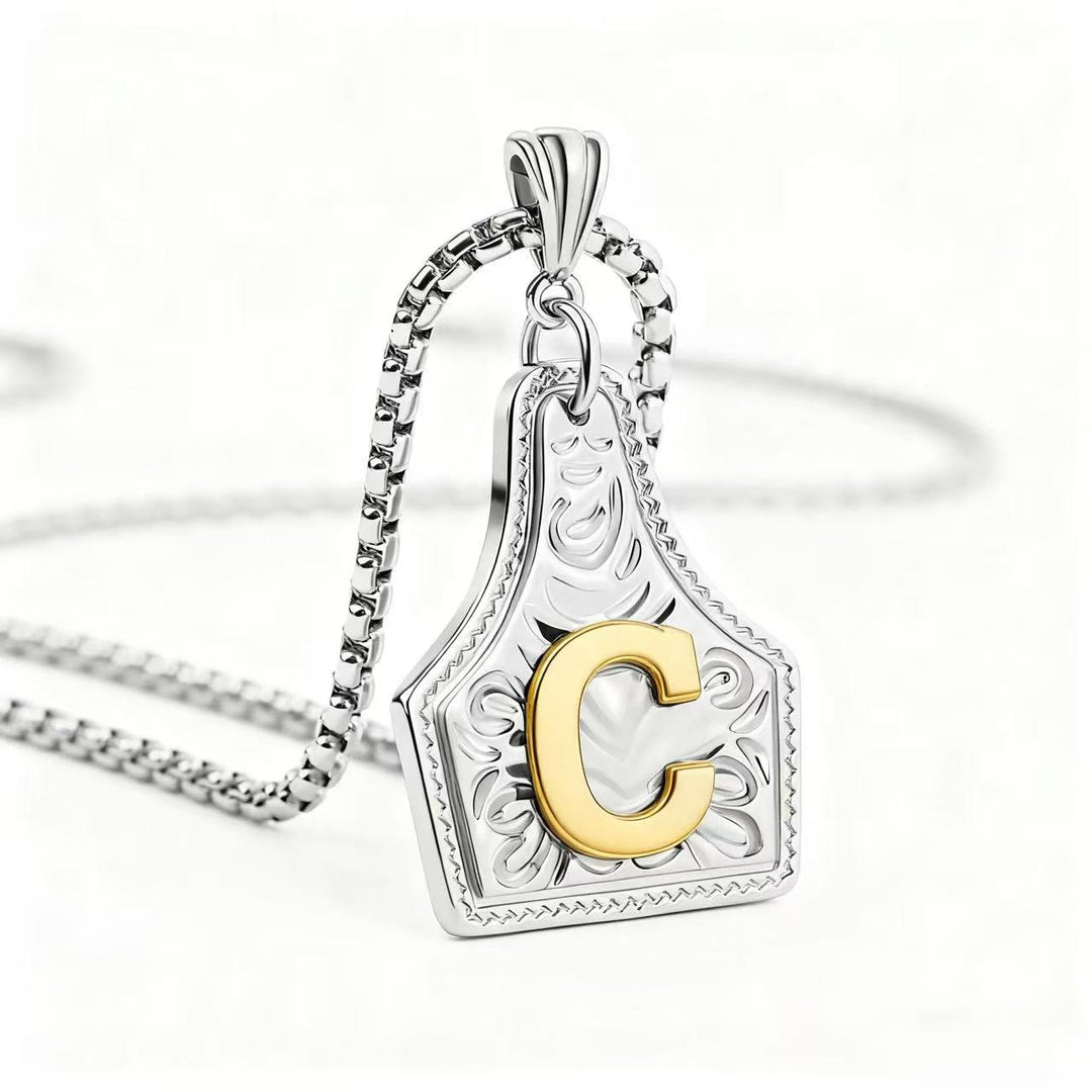 Golden & Silver Exquisite Letter Pendant Embossed Necklace - Silver - C - image 32