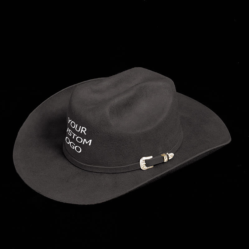 Customize Your Exclusive Logo Pure Color Cowboy Hat - image 1