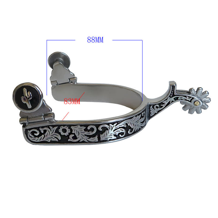 Silver Black Pattern Western Cowboy Spurs With Gear - image 3