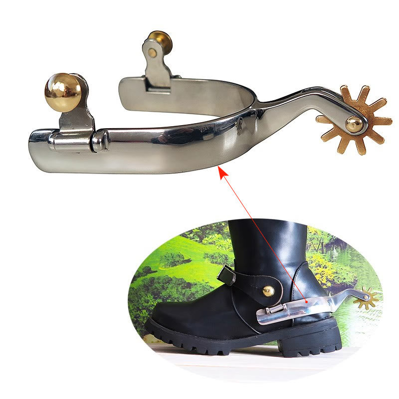 Stainless Steel With Copper Gear And Brass Buckles Cowboy Spurs - image 1