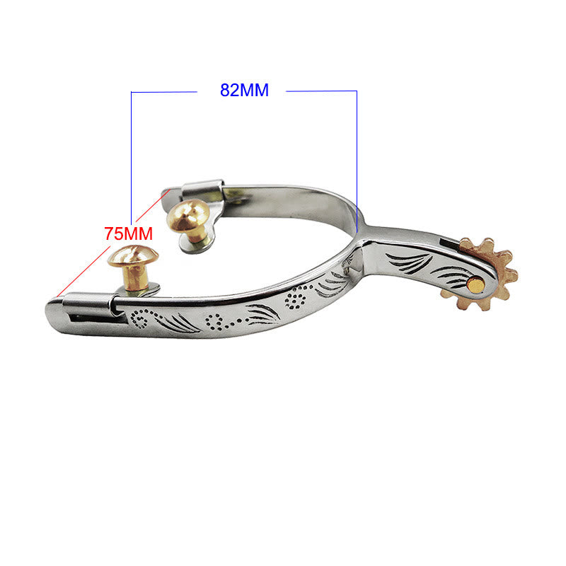 Carving Patterns Cowboy Spurs With Gear And Brass Buckles - image 2