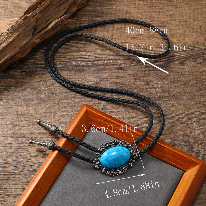 Western Eagle Bird Turquoise Stone Bolo Tie - image 8