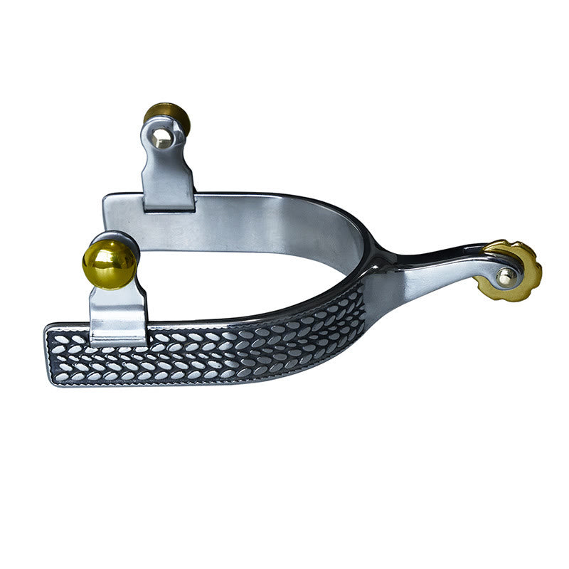 Exquisite Carved Scales Cowboy Spurs With Brass Gear And Buckles - Metallic - image 0