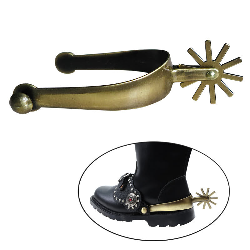 Brass Colored Cowboy Spurs With Buckles And Gear - image 1