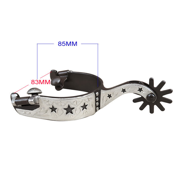 White Copper Buckles And Stars Cowboy Spurs With Gear - image 2