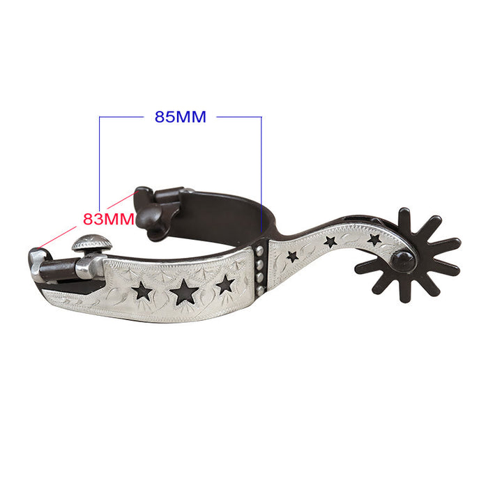 White Copper Buckles And Stars Cowboy Spurs With Gear - image 2