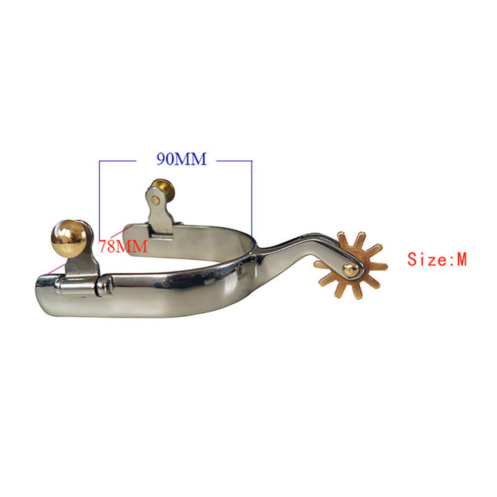 Stainless Steel With Copper Gear And Brass Buckles Cowboy Spurs - Metallic - M - image 3