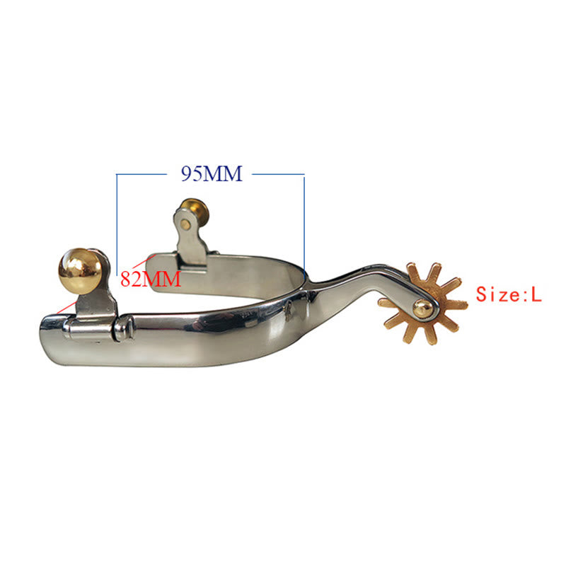 Stainless Steel With Copper Gear And Brass Buckles Cowboy Spurs - Metallic - L - image 4
