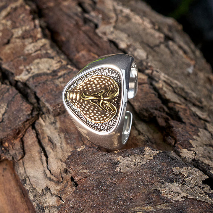 Retro Western Style Fierce Snakehead Ring - image 4