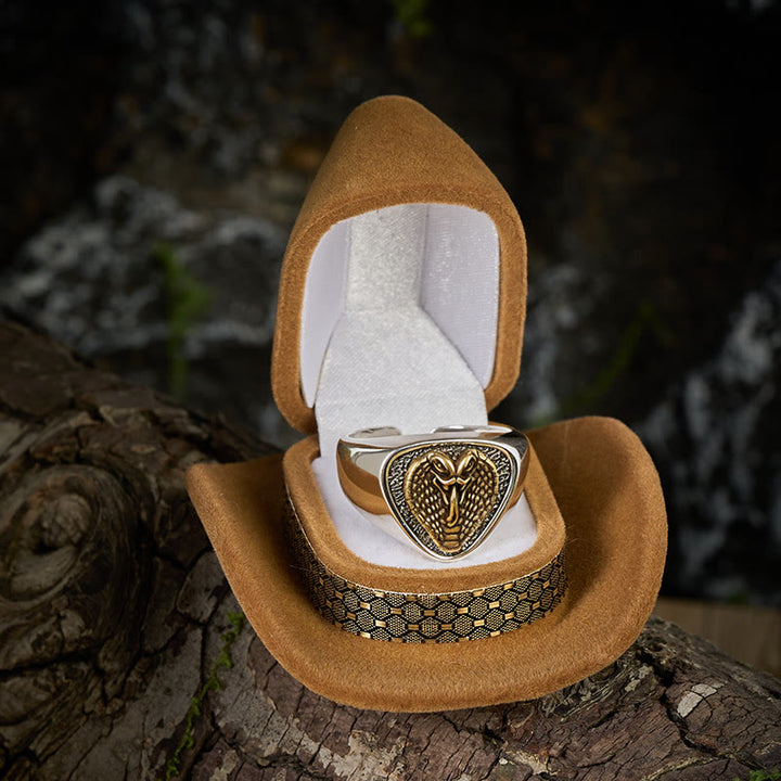 Retro Western Style Fierce Snakehead Ring - image 2