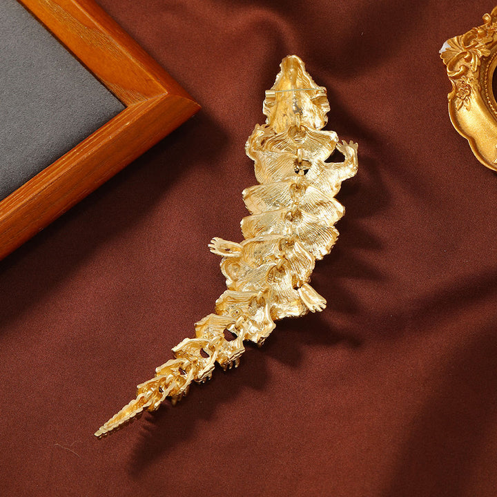 Movable Gold Crocodile Articulated Brooch Suit Accessory - image 2