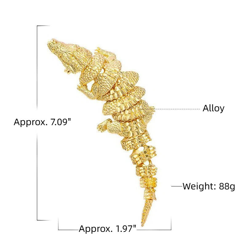 Movable Gold Crocodile Articulated Brooch Suit Accessory - image 4