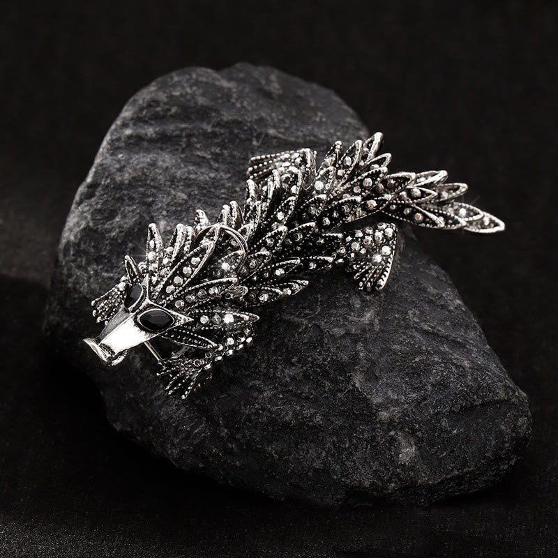 Moveable Inlaid Rhinestone Crocodile Articulated Brooch - Grey - image 0