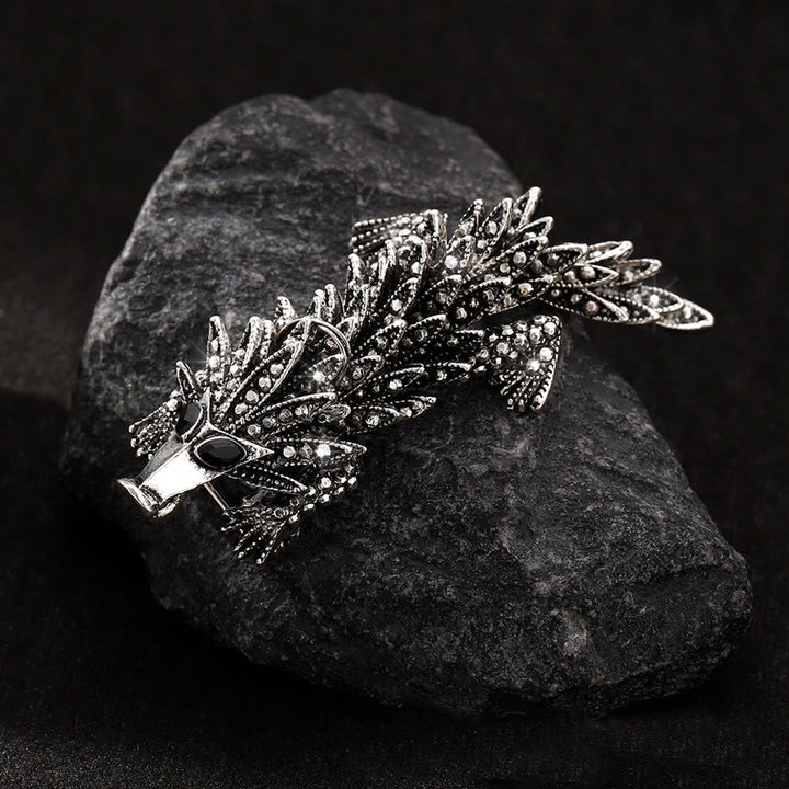 Moveable Inlaid Rhinestone Crocodile Articulated Brooch - Grey - image 0