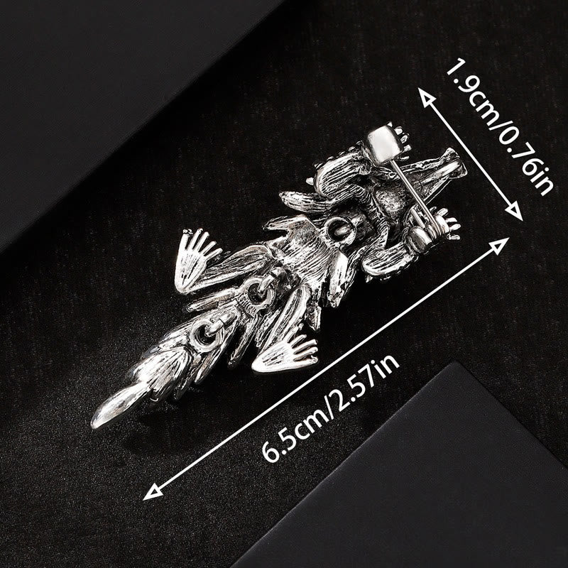 Moveable Inlaid Rhinestone Crocodile Articulated Brooch - image 2