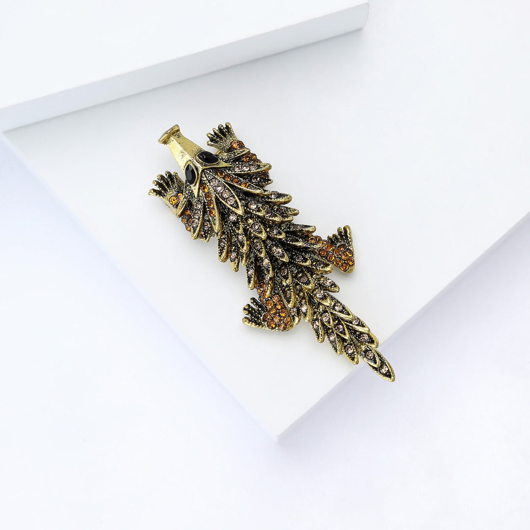 Moveable Inlaid Rhinestone Crocodile Articulated Brooch - image 6