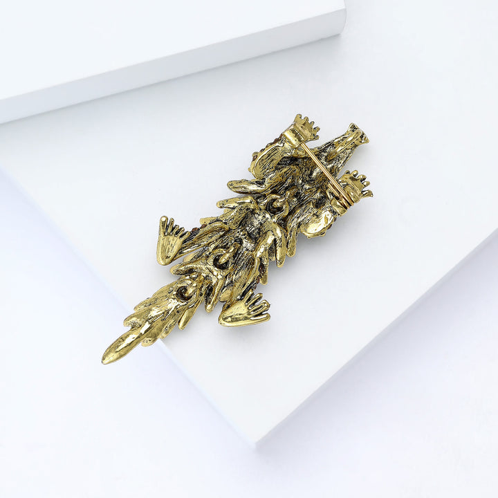 Moveable Inlaid Rhinestone Crocodile Articulated Brooch - image 7