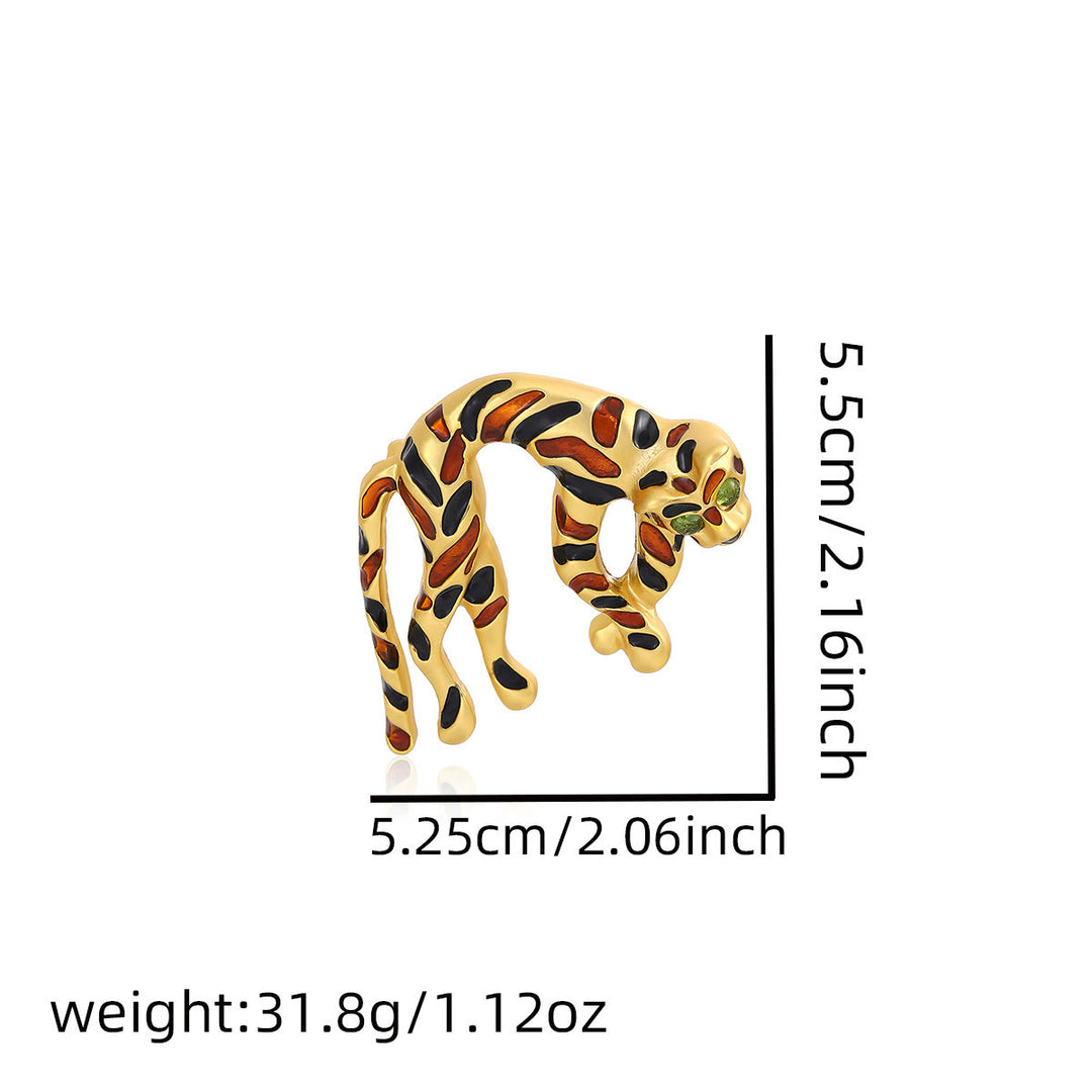 Mid Ancient Style Colorful Oil Dripping Leopard Brooch Accessory - image 3