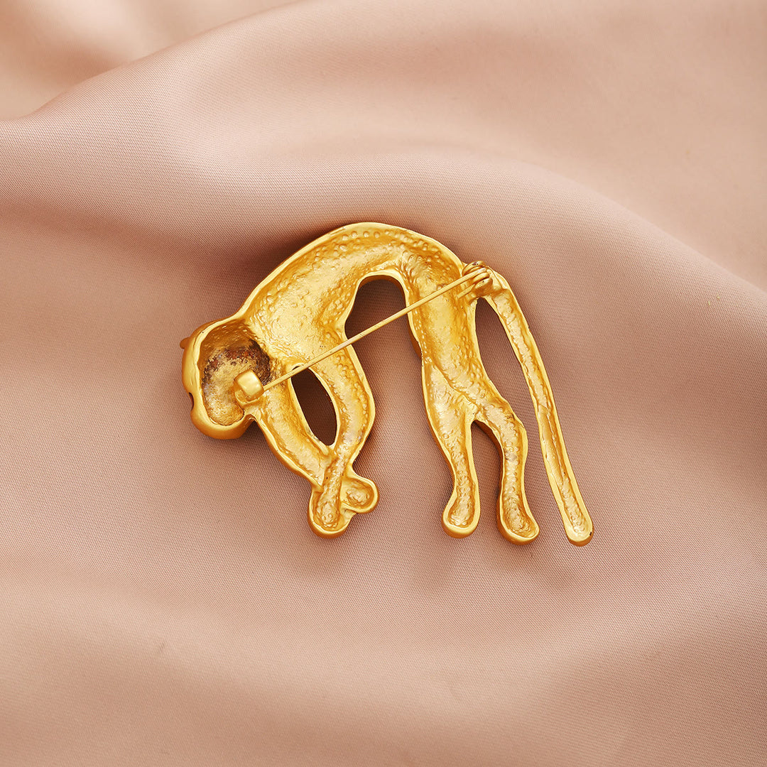 Mid Ancient Style Colorful Oil Dripping Leopard Brooch Accessory - image 2