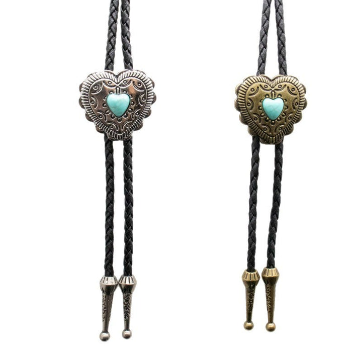 Creative Heart Shaped Turquoise Pendant Bolo Tie - image 4
