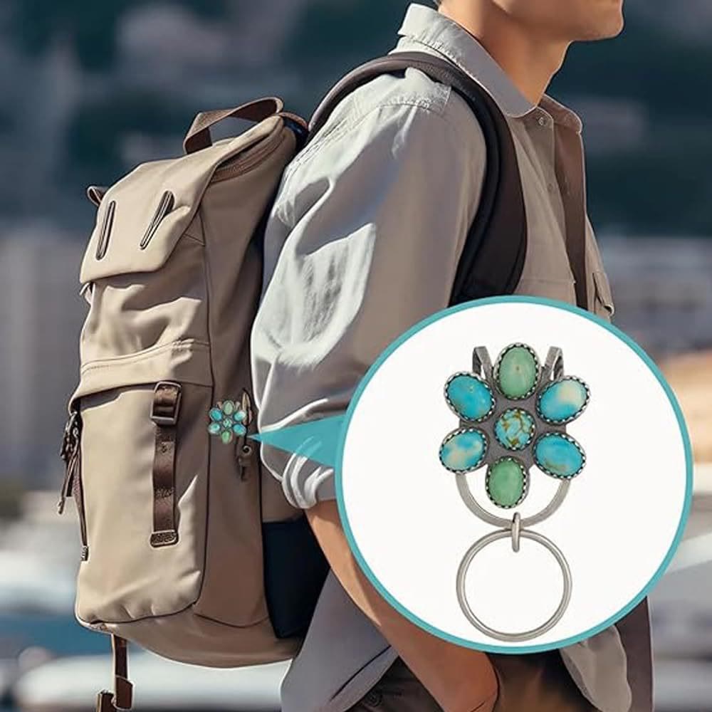 Turquoise Flower Bag Clip Keychain Decorative Accessory - image 3