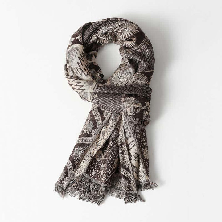 Ethnic Style Pattern Casual Scarf With Delicate Fringe - Coffee - image 9