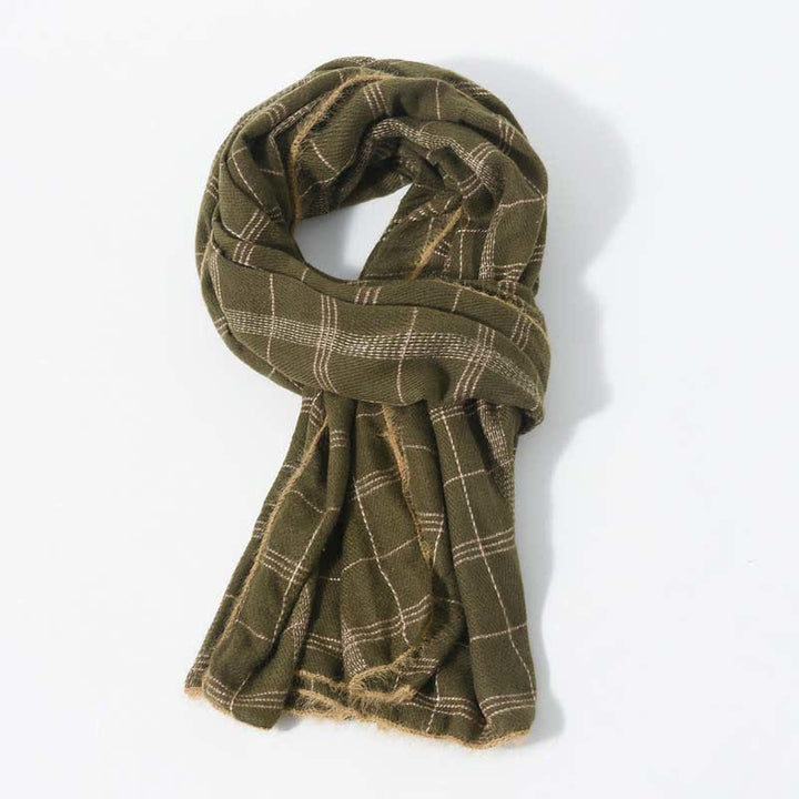 Timeless Classic Plaid Pattern Scarf With Furry Trim - image 12