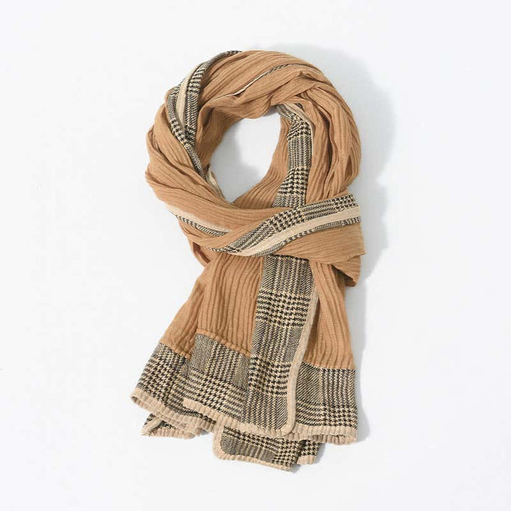 Houndstooth Patchwork Pattern Wrinkled Soft Scarf - image 1