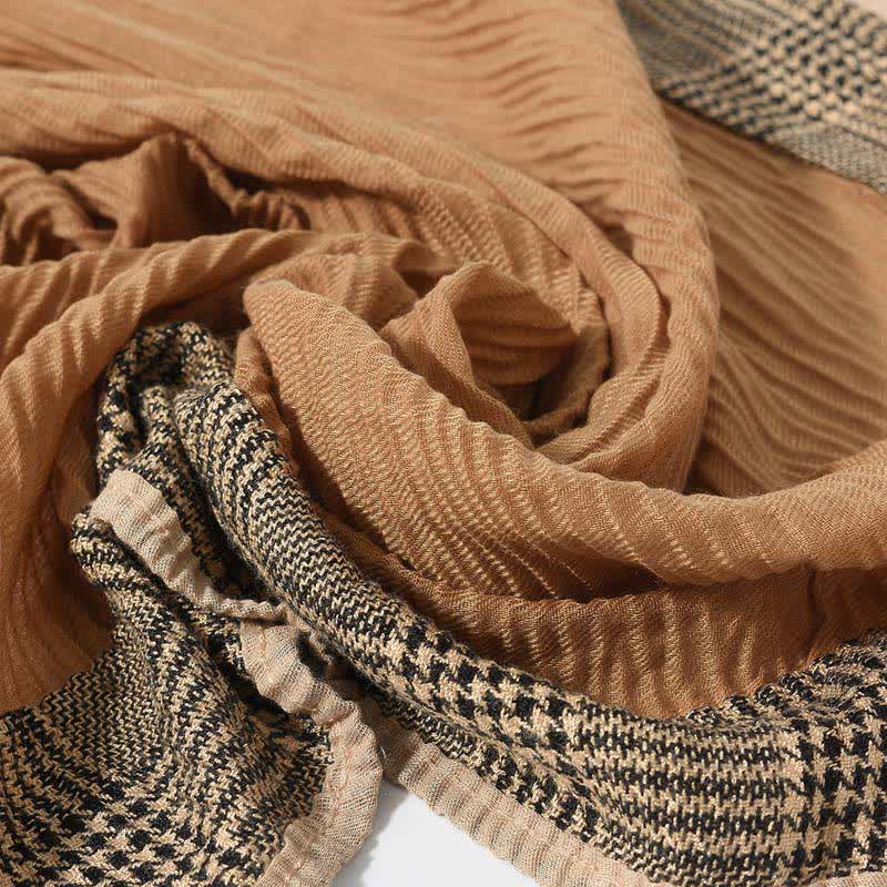 Houndstooth Patchwork Pattern Wrinkled Soft Scarf - image 2